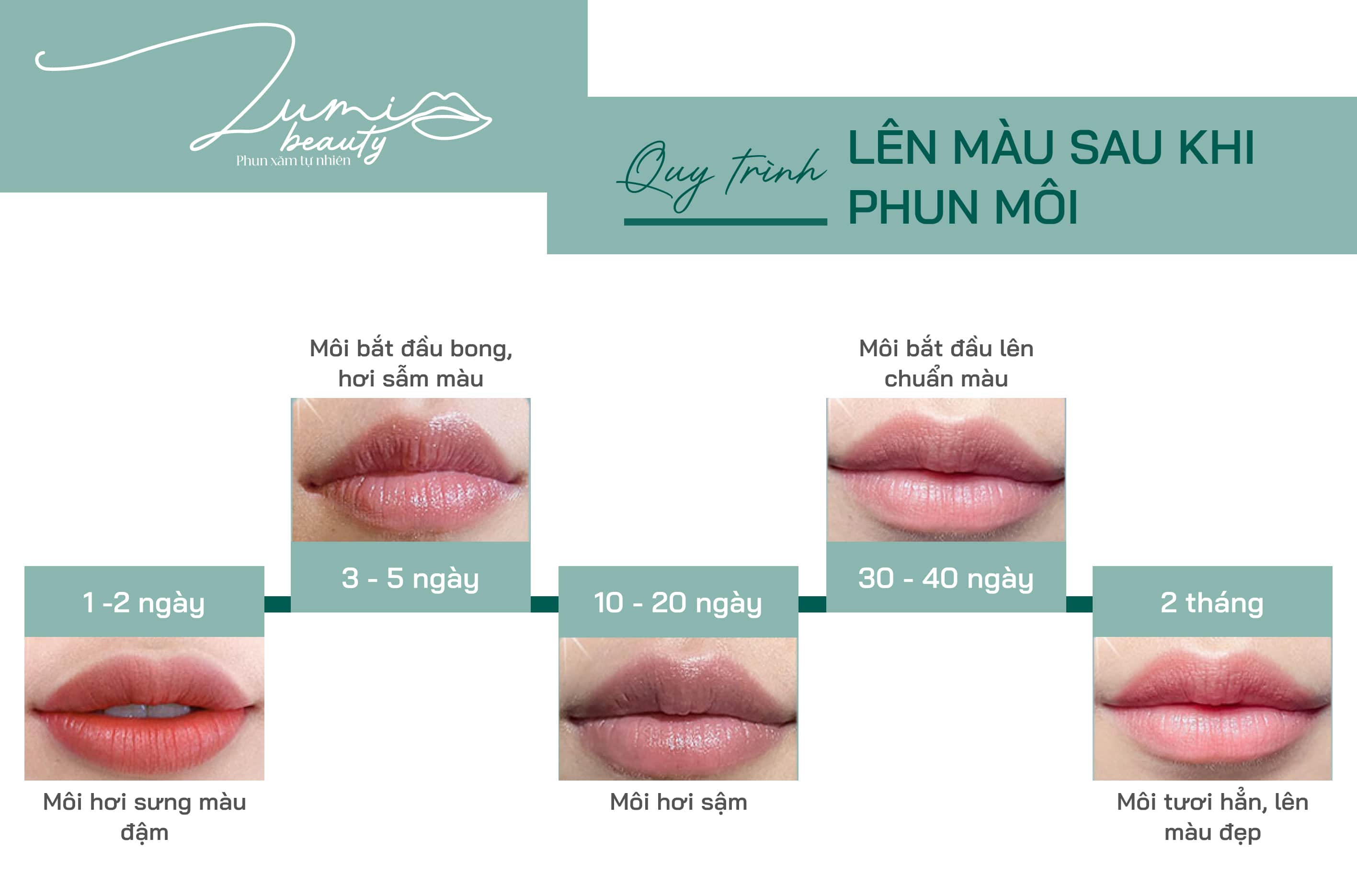 Quá trình môi phục hồi từ bong đến lên màu đẹp